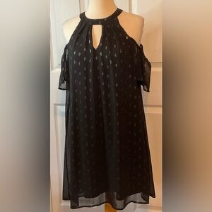Lily Rose Cold Sholder Black‎ Silver Dress Medium